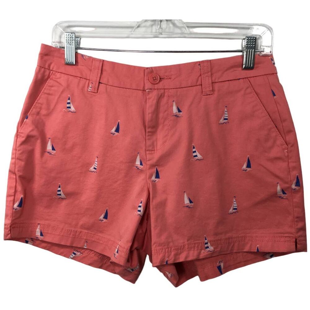 Magellan Outdoors Shorts Womens 2 Pink with Sailboat Pattern Sailing Boating